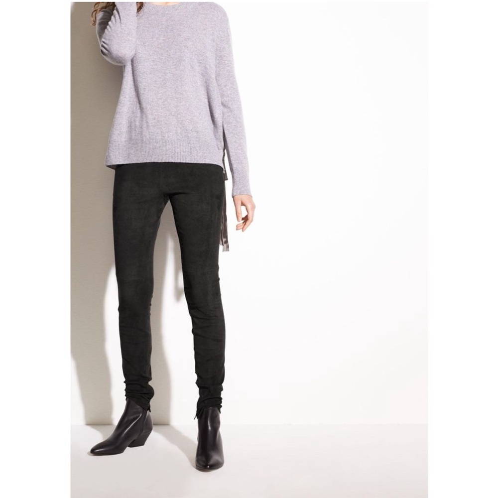 Vince Black Leather Pants XS Zipper‎ Ankle Skinny Fit Moto